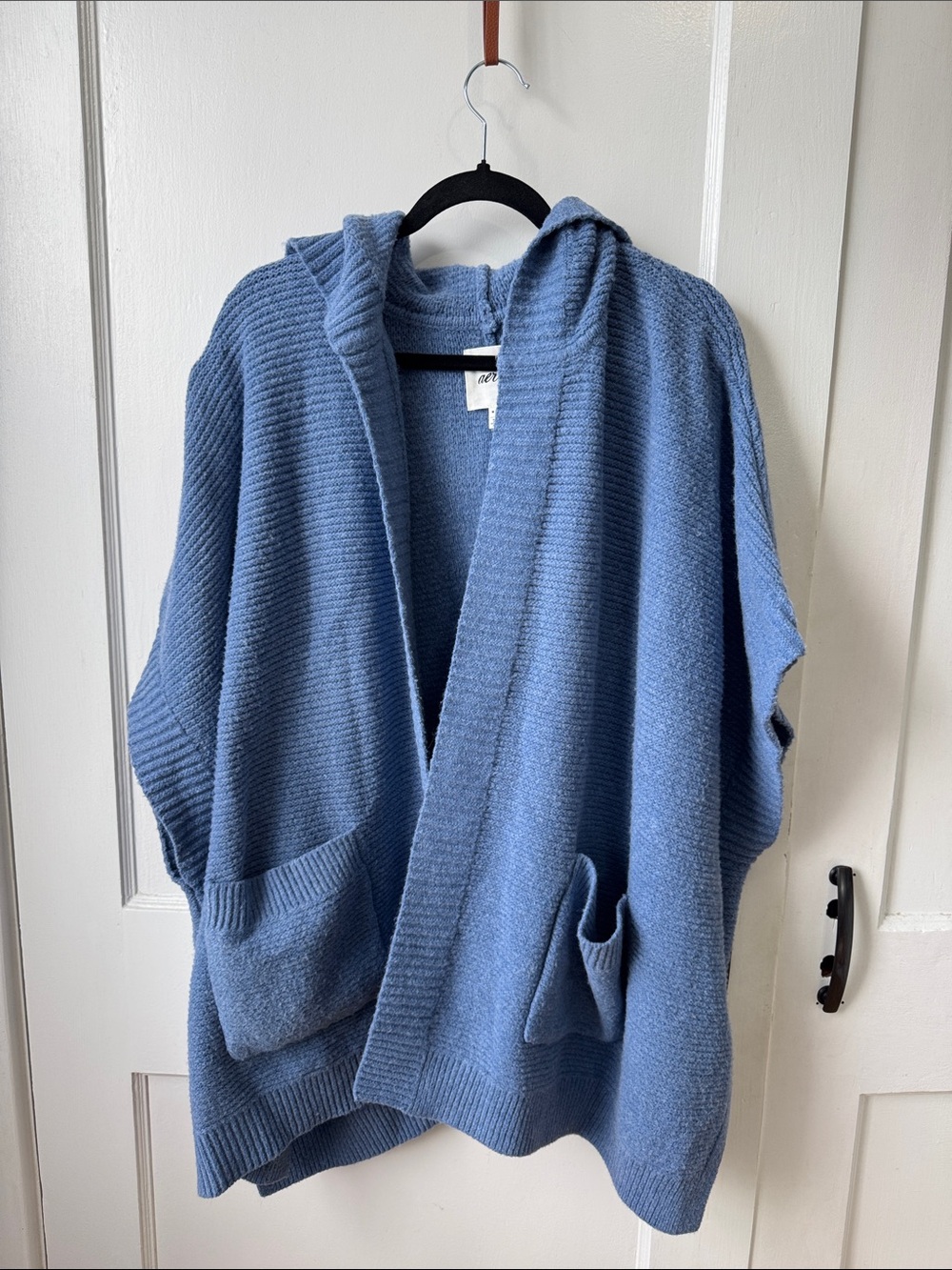 aerie Soft Blue Hooded Open Cardigan